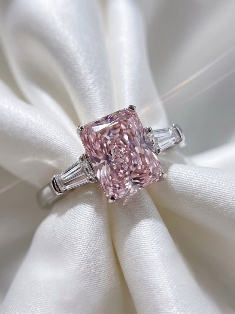 Pink Radiance Cushion-Cut Engagement Ring - Pink Center Stone